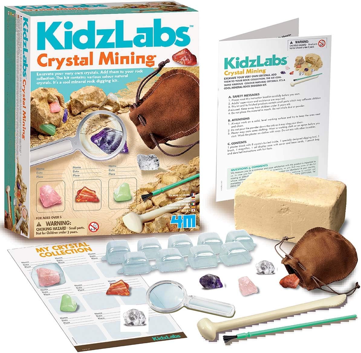 4M Kidzlabs Crystal Science Kit - DIY STEM Toys Lab Experiment, Educational Gift for Kids & Teens