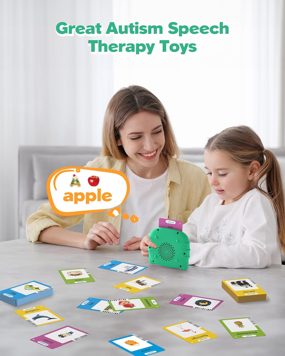 Airbition Talking Flash Cards for Toddlers 1 2 3 4 Year Olds, Montessori Language Learning Toys with 224 Words, Pocket Speech Therapy Toys, and Speech Development Educational Playthings for Children