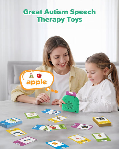 Airbition Talking Flash Cards for Toddlers 1 2 3 4 Year Olds, Montessori Language Learning Toys with 224 Words, Pocket Speech Therapy Toys, and Speech Development Educational Playthings for Children