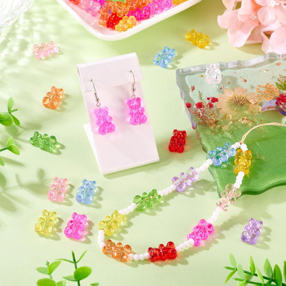 Kissitty 100Pcs Clear Acrylic Bear Beads Cute Bears Loose Beads Bulk Transparent Gummy Bear Spacer Bead Counting Bears for Bracelet Adults Necklace Earring Crafts Bag Key Chain DIY Jewelry Making