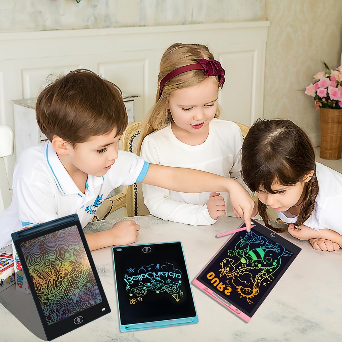 6 Pack LCD Writing Tablet for Kids Toys 8.5 Inch Colorful Doodle Board Bulk, Eye-Protection Drawing Pad Toddler Travel Essentials Toys for 3-8 Year Old Boys Girls, Birthday Xmas Gifts