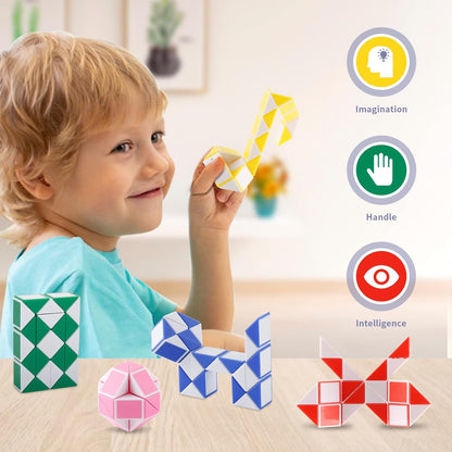 30 Pack Medium Snake Cube Fidget Toys Goodie Bag Stuffers for Kids, Treasure Box Toys for Classroom, Twist Puzzle for Party Favors, Birthday, Back to School Gifts, Stocking Stuffers for Kids