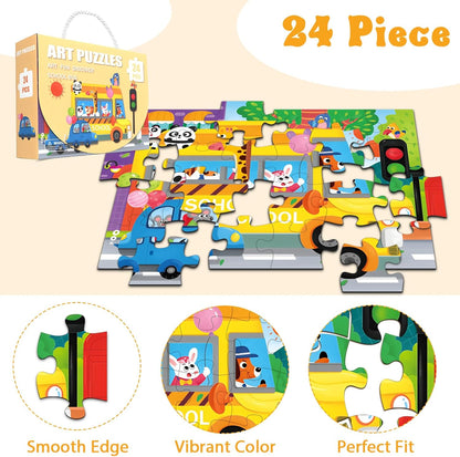 Jumbo Floor Puzzle for Kids, Large Jigsaw Puzzles 24 Piece for Kids Ages 3-5,Preschool Learning & Education Toys, Gifts for 4-8 Year Old Boys and Girls (Jungle Animals)