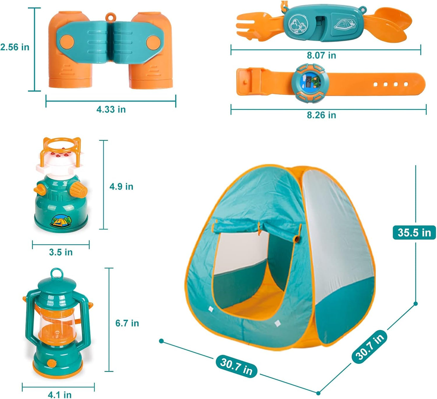 FUN LITTLE TOYS Pop Up Play Tent with Camping Gear and Tools Set, Outdoor Toys for Kids