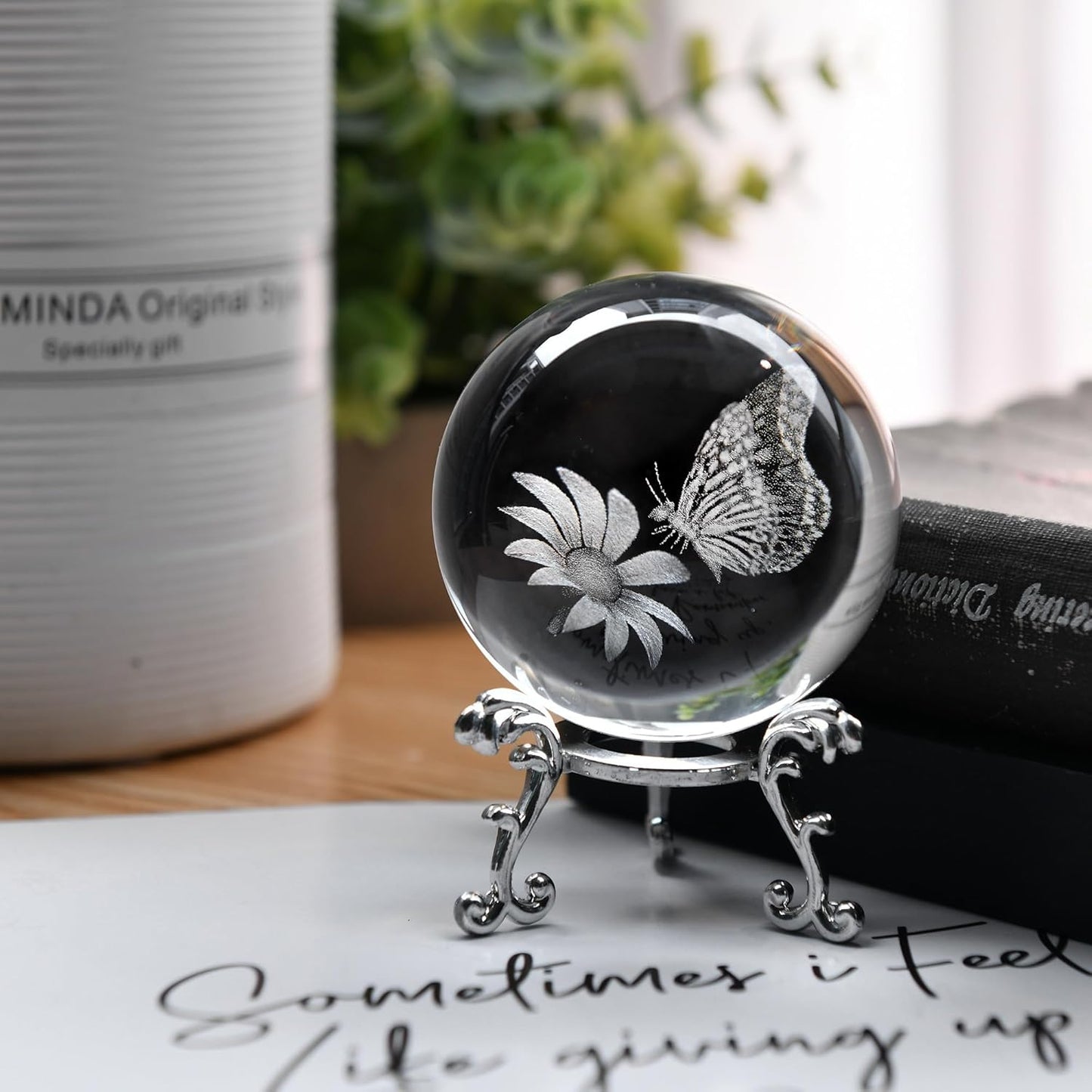 IFOLAINA 3D Solar System Crystal Ball 60mm Laser Engraved Glass Sphere Home Decor with Stand Solar System Planet Model Decor Space Universe Gifts for Astronomy Lovers