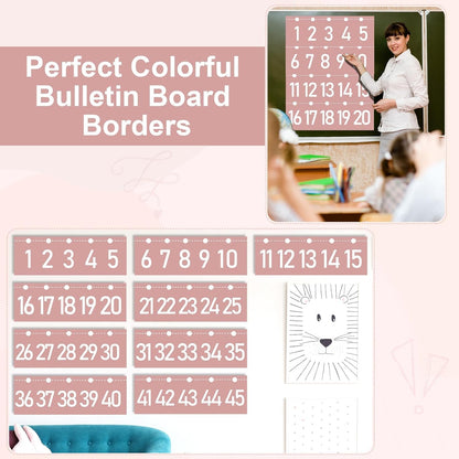 Number Line for Classroom Wall (-20 to +120) Boho Heart Shape Number Bulletin Board for Students Math Learning Boho Bulletin Border Decor Numbers Boarder Strips for Home School