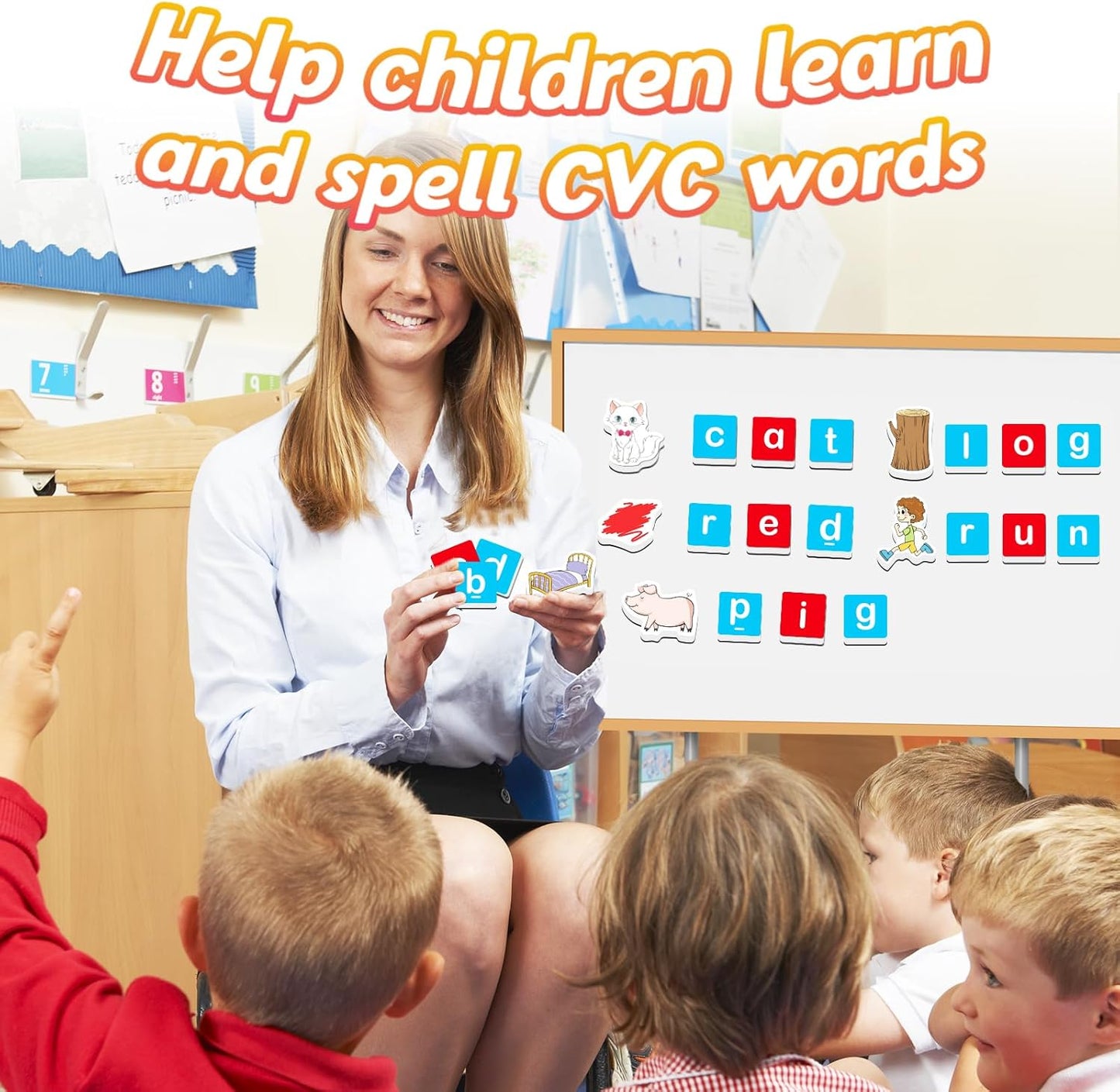Kasfalci Magnetic Letters & CVC Word Games, Phonics Games, Alphabet Learning Toys, Refrigerator Fridge ABC Magnets for Kids, Speech Therapy Toys for Toddler, Spelling Reading for Preschool Classroom