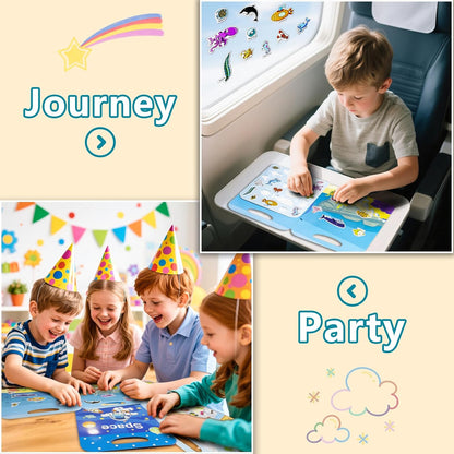 Reusable Sticker Books for Toddlers 1-3, Puffy Stickers Book for Kids Ages 2-4, Toddler Travel Activities Book Toy for Birthday Christmas - Christianity Jesus, Noah's Ark, Fairy Tales(3 Set)