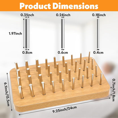 36-Hole Wooden Pegboard for Occupational Therapy, Hand Therapy Peg Board with 3 Sizes of Round Iron Pegs to Improve Finger Dexterity, Fine Motor Coordination & Sensory Rehabilitation