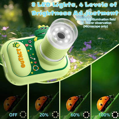Microscope for Kids Handheld Mini Portable Digital Rechargeable 1000X with 2.4 Screen 1080P 3 in 1 Microscope Photography Recording Edu Age 4-6 8-12 Children Students