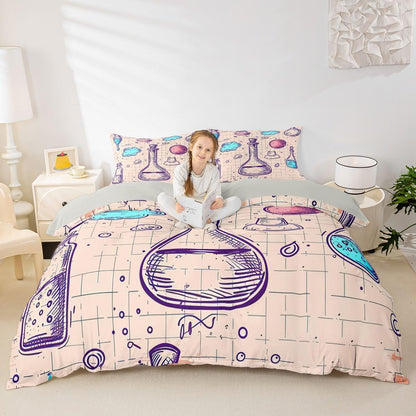 Erosebridal Chemistry Lab Bedding Set Twin Size Chemical Equation Duvet Cover for Boys Girls Chemical Elements Science Theme Comforter Cover Teens Kids Science Students Bedding School Dorm Room Decor