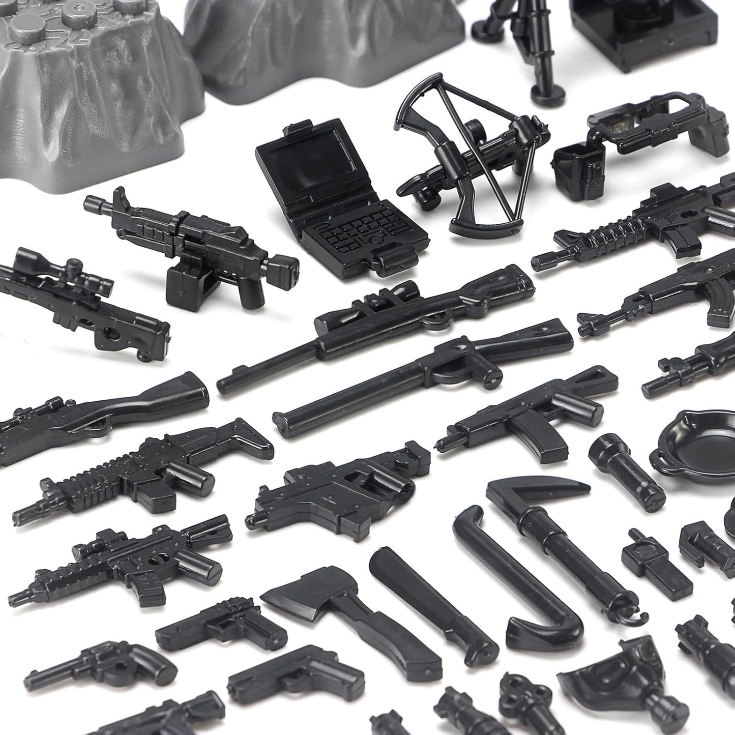 Feleph Military Weapons Pack Accessories for Army Men Figures 200+ PCS Modern Camouflage Soldier Toy Kit Building Blocks Set Combat Suit WW2 Model SWAT Gear Piece Gife for Kids