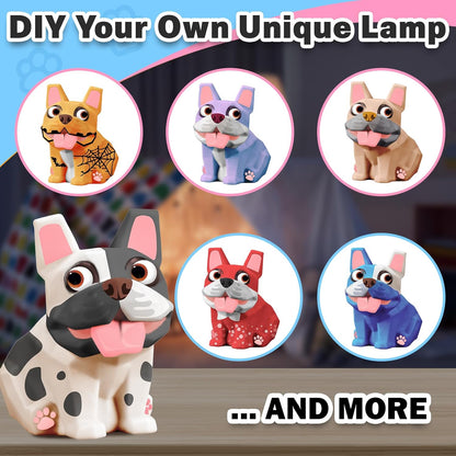 FUNZBO 4.3in Paint Your Own Dinosaur Lamp Kit - Arts and Crafts Supplies Painting for Kids Teens, DIY Night Light Dinosaur Toy for Boy Girl 3 4 5 6 7 8 9 10 11 12 Birthday Gift