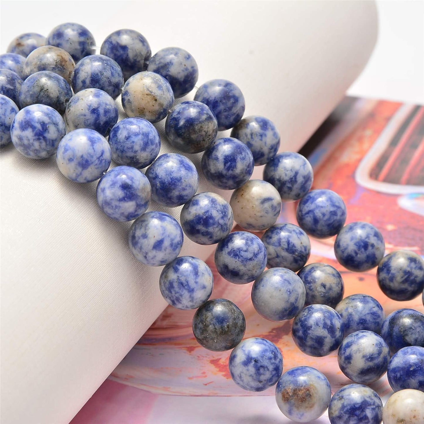 NCB 100pcs Original Natural Stone Beads Gemstone Round Loose Beads 6mm 8mm 10mm (Blue Aventurine, 6mm 100Beads) - Colors A