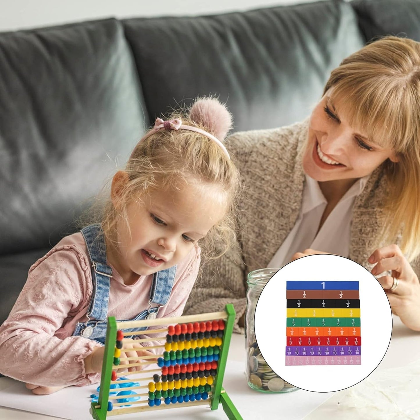 Toddmomy 1 Set Magnetic Fraction Tile Montessori Math Materials for Kids Ages 9+, Learn Numerical Equivalence Manipulatives, Elementary School 4th Grade Math Learning Tools