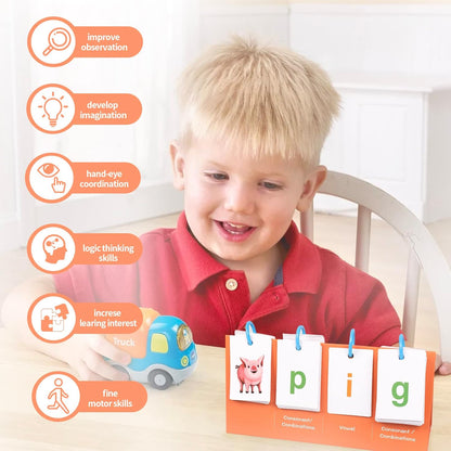 Alened Phonics Flash Cards for Kids 3-8, Sight Words Flash Cards for Kindergarten 1st 2nd 3rd Grade, CVC CVCC CCVC Word Builder, Homeschool & Classroom Phonics Learning Supplies