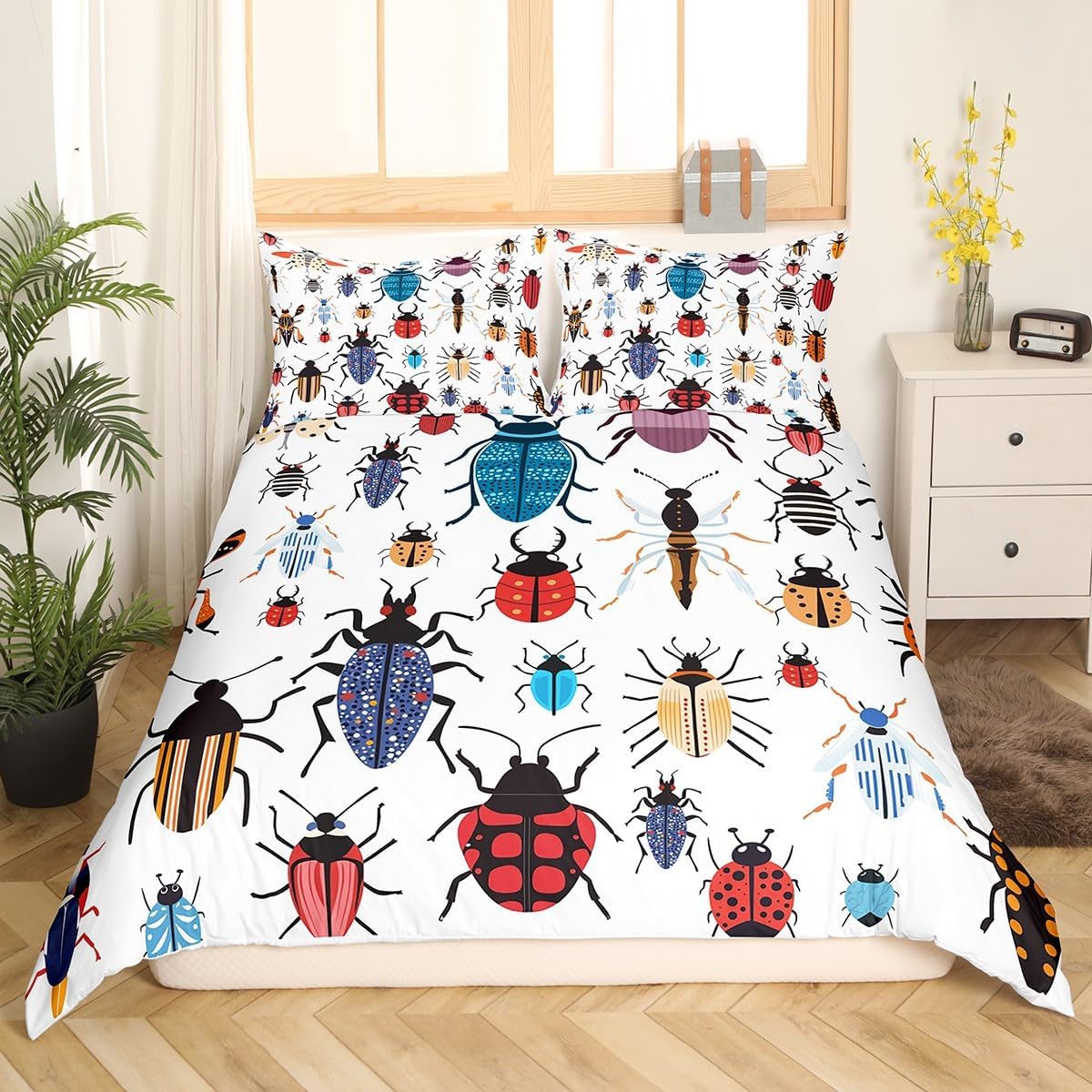 Drum Kit Duvet Cover,Kids Musical Instruments Bedding Set,Rock Music Comforter Cover for Boys Girls Room Decor,Neon Lighting Lightweight Bedspread Cover Twin Size with 1 Pillow Case(No Comforter)