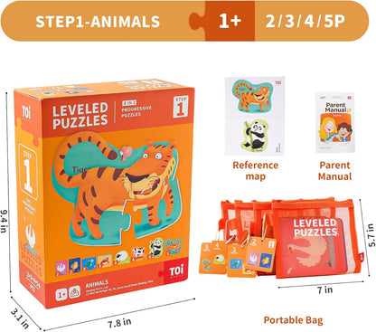 TOI Leveled Puzzles for Kids Aged 2.5 and Up, Toddler Puzzle Preschool Learning Jigsaw Puzzles, Large Pieces Educational Game for Boys Girls, Classic Education Step 2