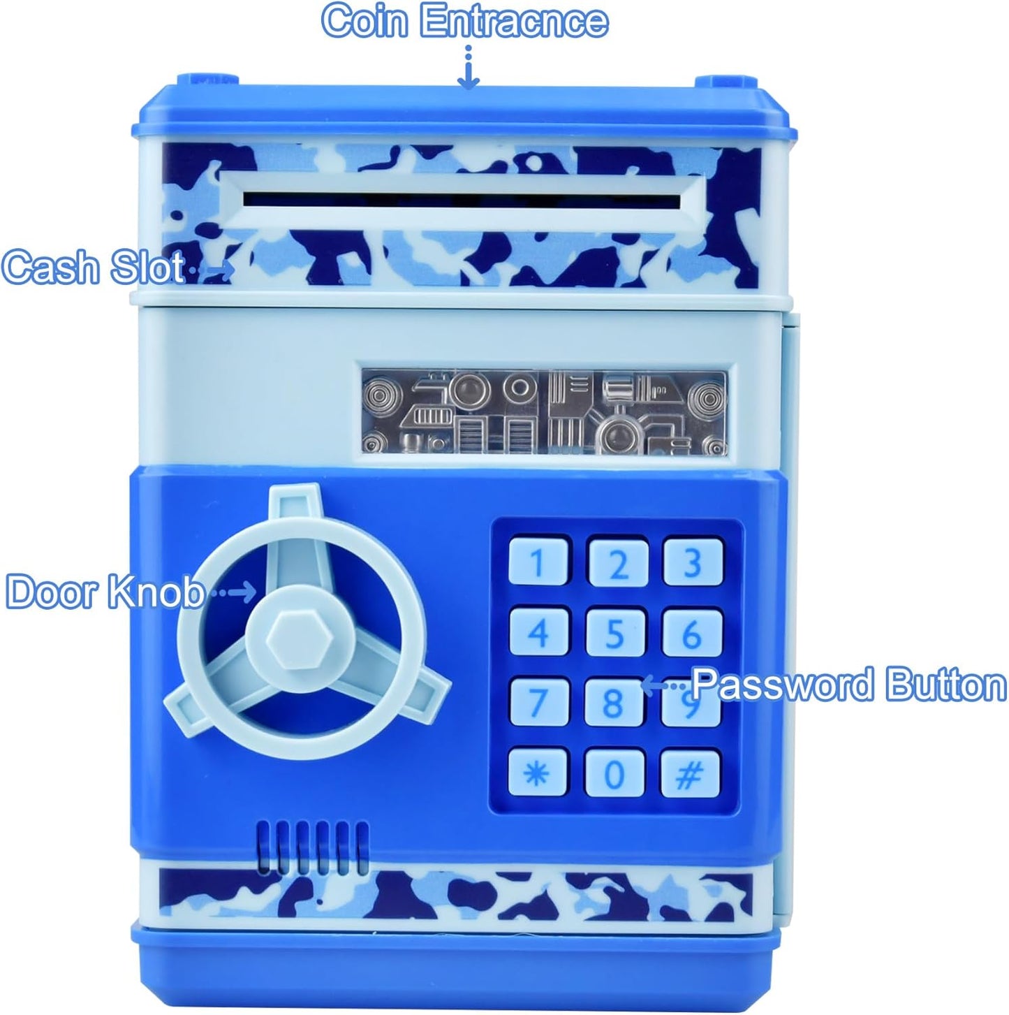 Piggy Bank Electronic Mini ATM for Kids Baby Toy, Safe Coin Banks Money Saving Box Password Code Lock for Children,Boys Girls Best Gift (Silver)