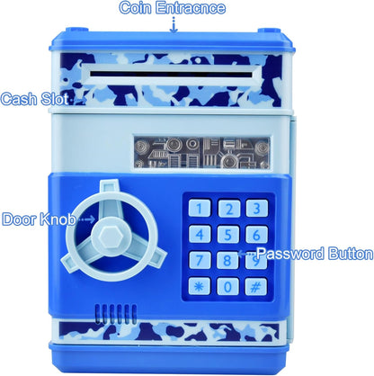 Piggy Bank Electronic Mini ATM for Kids Baby Toy, Safe Coin Banks Money Saving Box Password Code Lock for Children,Boys Girls Best Gift (Silver)