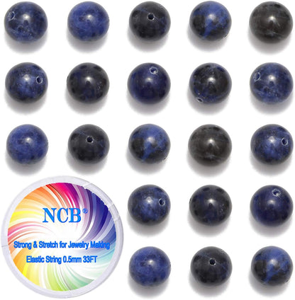 NCB 100pcs Original Natural Stone Beads Gemstone Round Loose Beads 6mm 8mm 10mm (Blue Aventurine, 6mm 100Beads) - Colors B