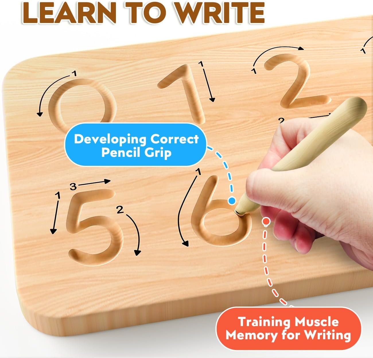 Educational Toys for 3-5 Year Old, Double-Sided Math Manipulatives Number Counting Blocks Writing Practice Board for Kids, Preschool Learning Toys for Toddlers 2-4 Years Christmas Montessori Gifts