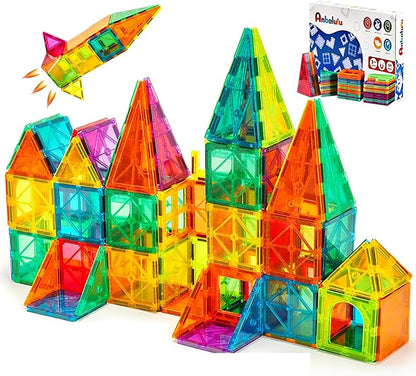 Anbalulu Magnetic Building Tiles,Magnet Building Set,Magnetic Blocks, 3D STEM Stacking Toys, Magnets Toy for Kids Boys Girls