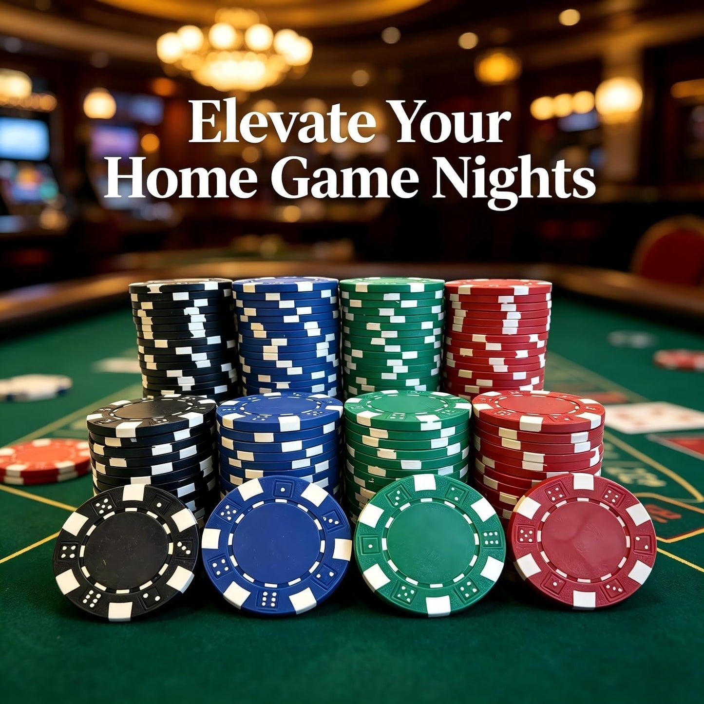 SEETOOOGAMES 100 Pieces 11.5g Clay Composite Dice Striped Casino Poker Chips- 4 Colors (red, Green, White and Blue)