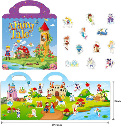 RUSON Reusable Sticker Book for Kids, 2 Sets Educational Learning Toys Travel Stickers Activity Books for Toddler Girls Boys Age 3+ Birthday Gifts - Vehicle & Dinosaur