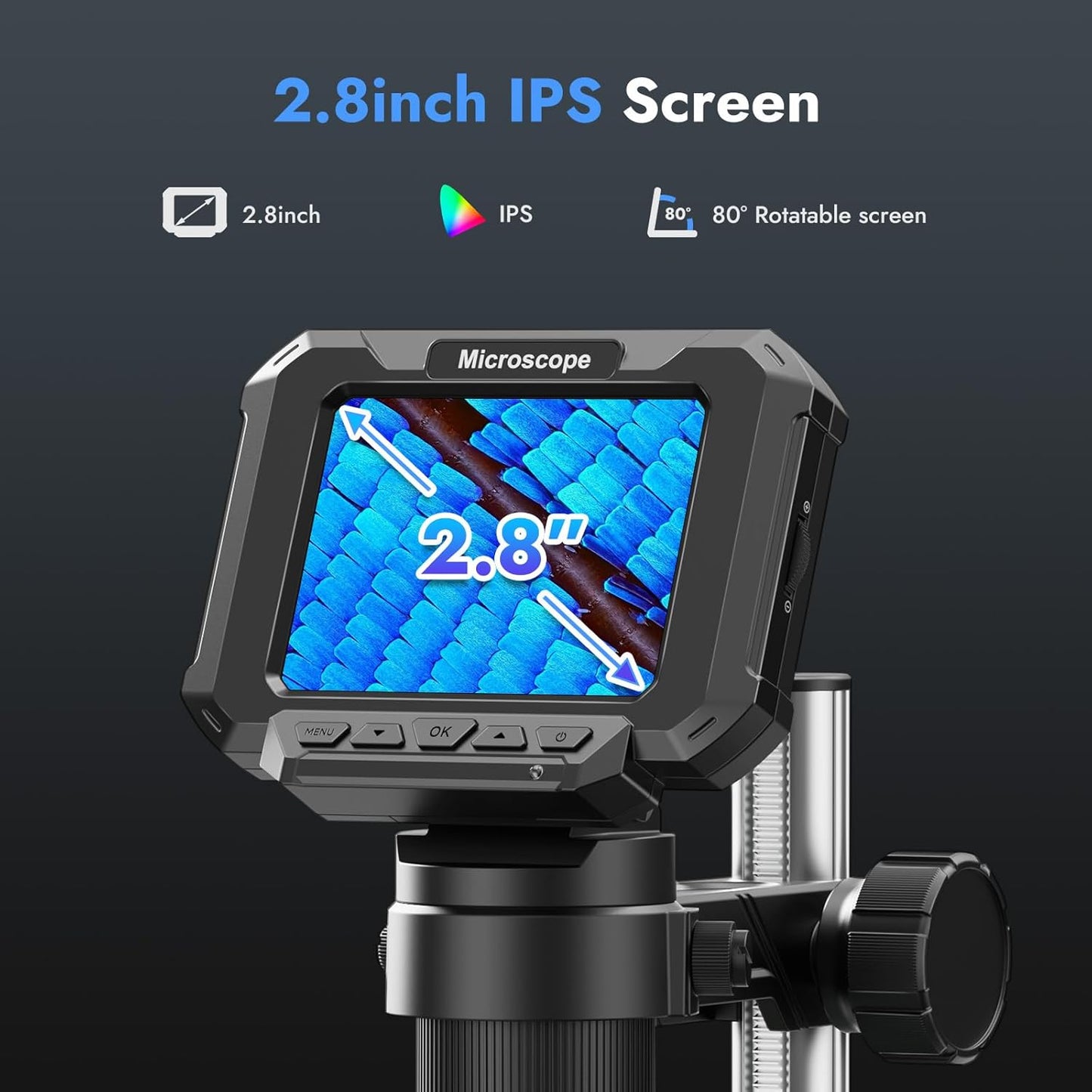 4.3" Coin Microscope for Error Coins (Detail View Only), 1000X Digital LCD Magnifier with Anti-Glare Side Lights, 1080P USB PC View (Win/Mac), Rechargeable Scope for Numismatic Grading