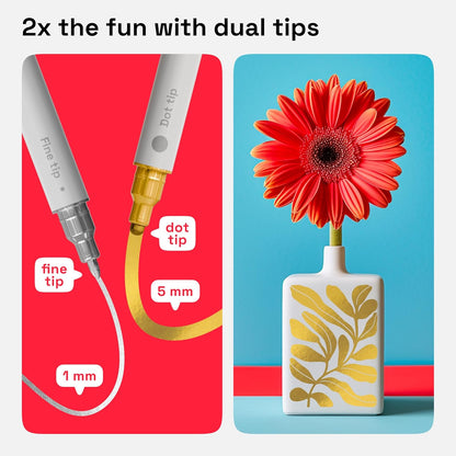 ARTISTRO 2 Gold & Silver Dual-Tip Acrylic Paint Pens - Multisurface Markers for Glass, Rock, Fabric, Wood, Plastic & More - 5mm Dot + 1mm Fine Tips