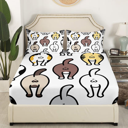 Manfei Musical Kids Fitted Sheet Full Size, MusicalGuitar Radio Drum Kit Headset Print Bedding Set 3pcs for Boys Girls, Rock Music Bed Cover with 2 Pillowcases, Soft Polyester Bedding, No Top Sheet