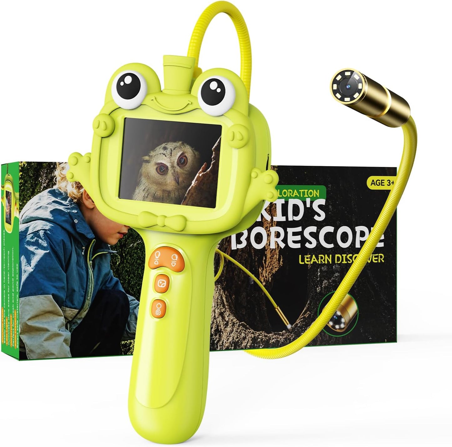 Borescope Camera Toy with Light for Kids - STEM Science Educational Toy for 4 5 6 7 8 9 10 Years Old Boys Girls Birthday Gift, Snake Scope Camera for Outdoor Camping Nature Exploration