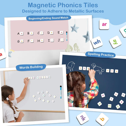 Aizweb Phonics Magnetic Letters Tiles,Hooked on Phonics Alphabet Letter Sound,Learn to Read Spelling Phonemic Awareness Speech Therapy Reading Manipulative,Preschool Pre k Classroom Materials