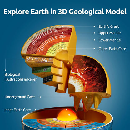 Science Can Openable Globe for Kids, 8 Inch Interactive World Globe, Talking Model with Knowledge & Quiz Mode, Bilingual STEM Toys for Ages 8-13, Educational Birthday Gifts for Boys & Girls Ages 6+