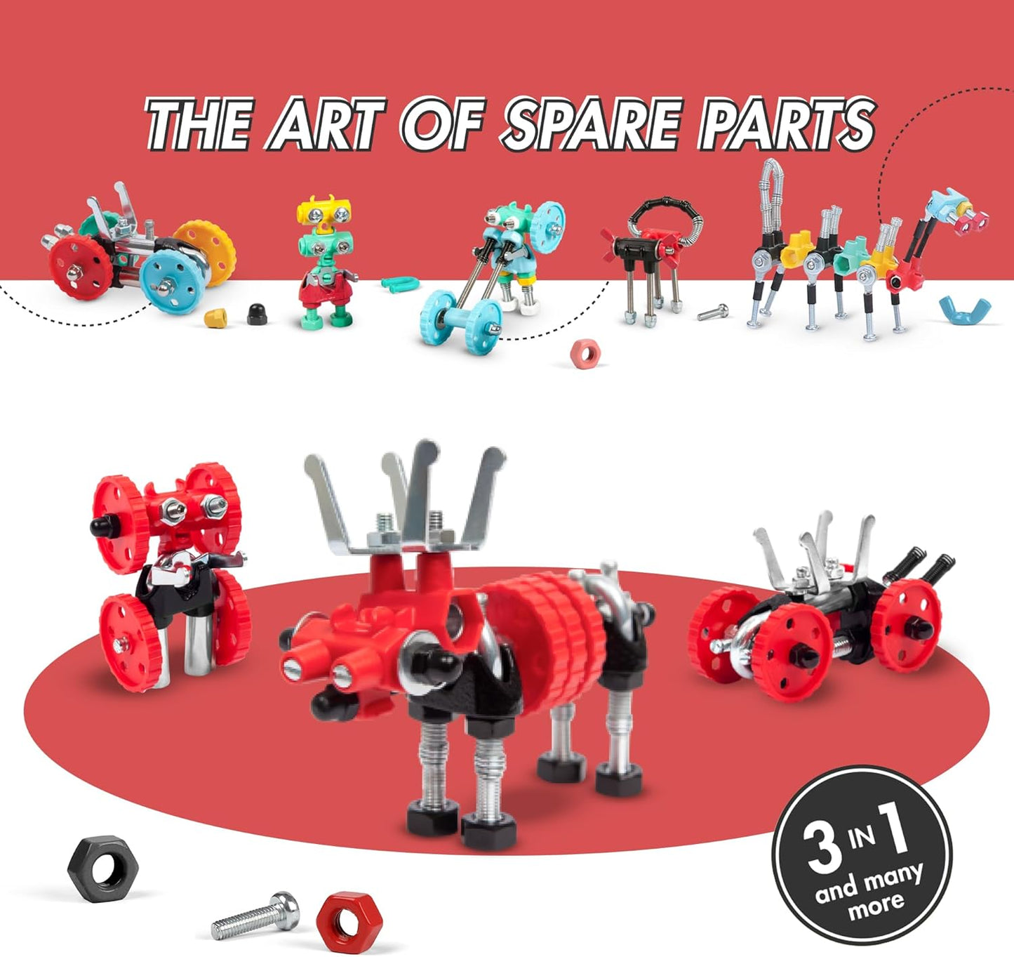 The Off Bits Erector Set: Animal Mini STEM Toys for Kids 6+, Toy Building Sets with Nuts & Bolts, STEM Building Toys Gifts for Boys and Girls (Blue Elephant)
