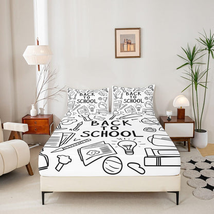 Chemistry Bed Sheets for Kids Teens Girls Boys,Chemical Experiment Fitted Sheet Twin,Science Themed Sheets for Math Lovers,Chemistry Lab Bedding Set,White and Black