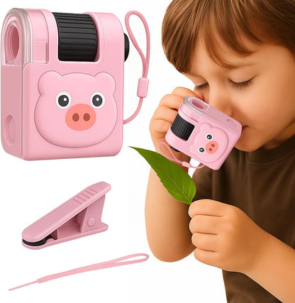 2026 New Kids Pocket Microscope Toy - 60x-80x Handheld Portable Science Kit with LED Light - STEM Educational Gift & Christmas Stocking Stuffer for Boys & Girls Age 3-12 (Green Frog)