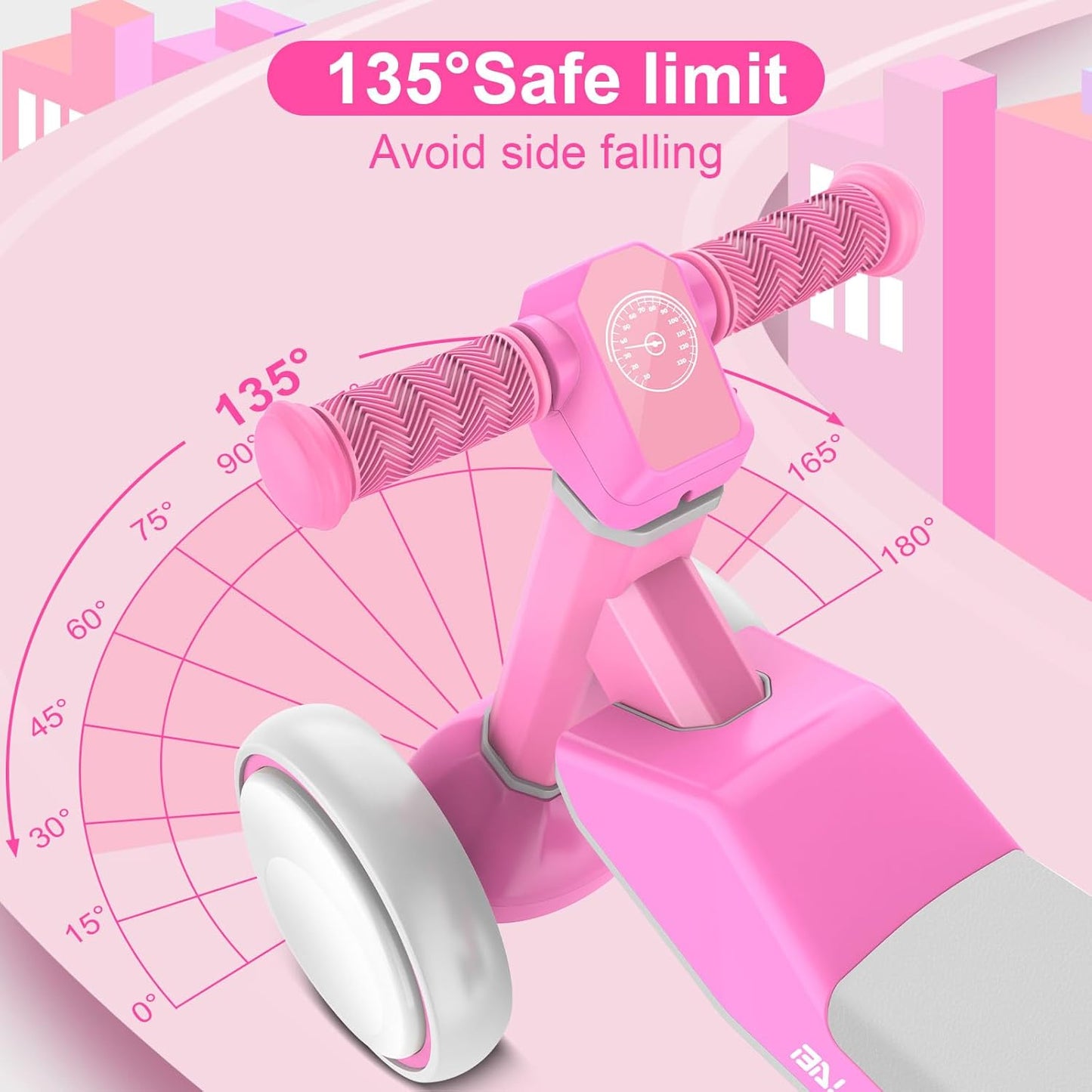 ESPRAY Colorful Lighting Baby Balance Bike Toys for 1 Year Old Girls Gifts, Toddler First Bike 12-24 Months with Adjustable Soft Seat, 4 Silent Wheels Ride on Toy, Perfect First Birthday Gift