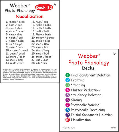 Super Duper Publications | Webber® Photo Phonology Nasalization Minimal Pair Card Deck | Educational Learning Resource for Children