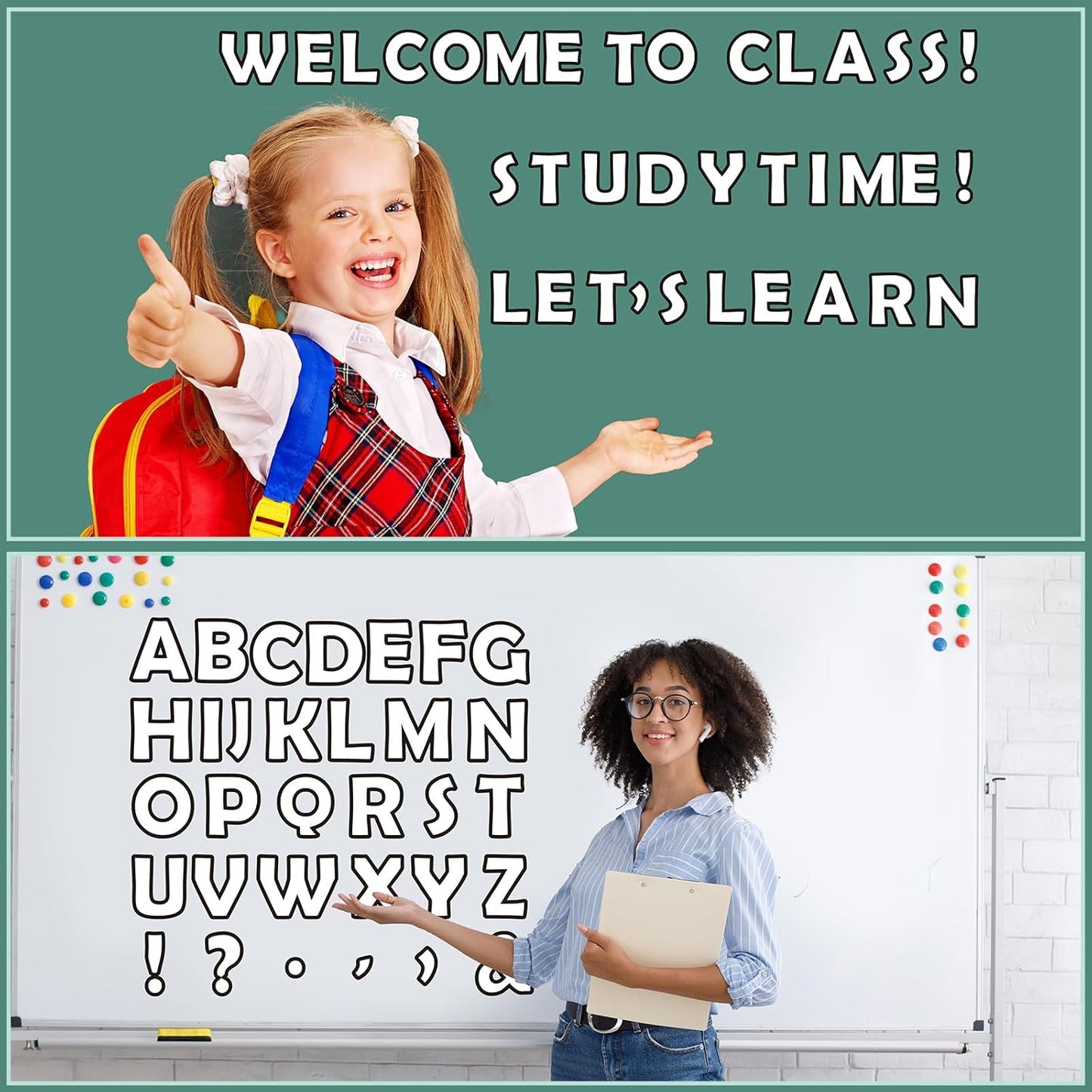Qyeahkj 103 Pcs Glitter Silver Magnetic Letters - 2'' Alphabet Letters Kit for Classroom, Whiteboard, Fridge, Teachers & Preschool Learning