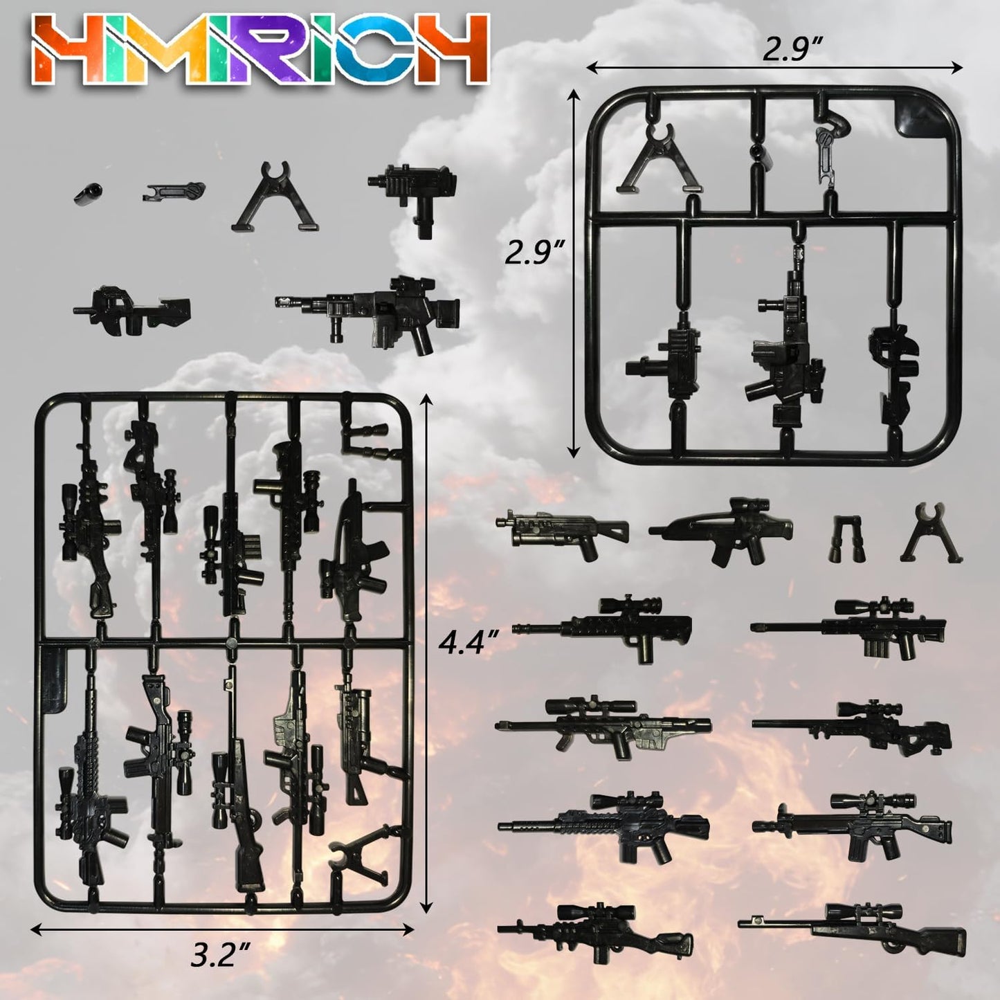 Weapons Pack Military Toy Set Building Blocks Model for Soldier Figures, Army Equipment Gear Kit Pieces and Parts Accessories Compatible with Major Brand