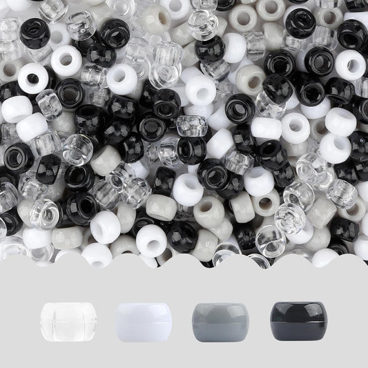 Pony Beads 1100 Pcs,Beads for Jewelry Bracelets Making,Bracelet Bead,Plastic Hair Bead for Braids for Girls for Craft,Gifts for Girls (Multicolored) - Colors A