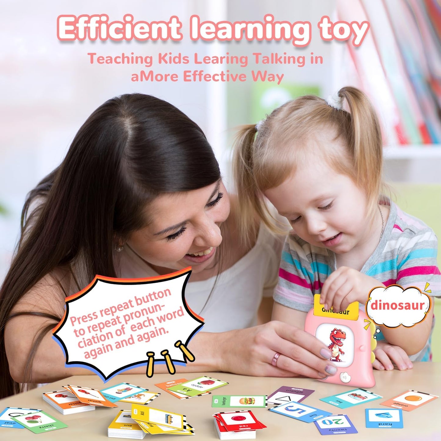 Kidzdo Dinosaur Sight Words Talking Flash Cards for 2 3 4 5 6 Years Old Boys and Girls, Easter Stuff Birthday Gifts for Toddler, Pocket Speech Learning Toys Helps Language Delay Kids, Green