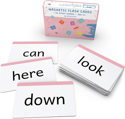 Attractivia 2nd Grade Sight Words Magnetic Flash Cards(Second Grade) - 46 Sturdy Large Dolch Cards for Literacy of Beginning Readers, Homeschool, Teachers and ESL
