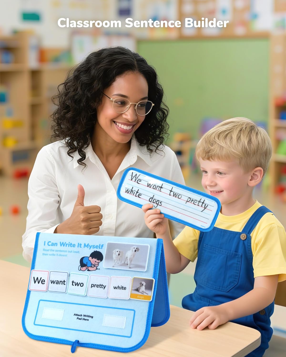 CHEFAN 165 PCS Sentence Building for Kids, Speech Therapy Materials with Writing Board, Sentence Building Games for Special Education, Reading & Language Development