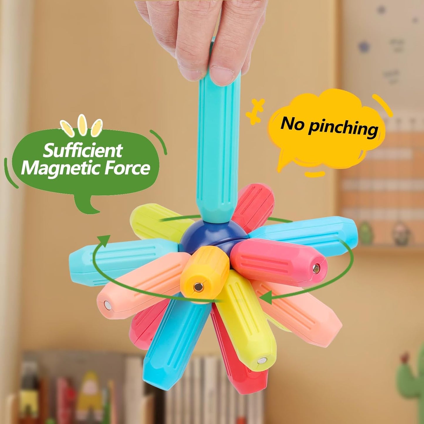 COUOMOXA Magnetic Toy Montessori for Kids: 3 4 5 6 7 8 9 10 11 12 Years Old Kids Building Sticks - Magnetic Creative Toy Age 3-12 Playroom Family - Christmas Birthday Gift for Boys Girls