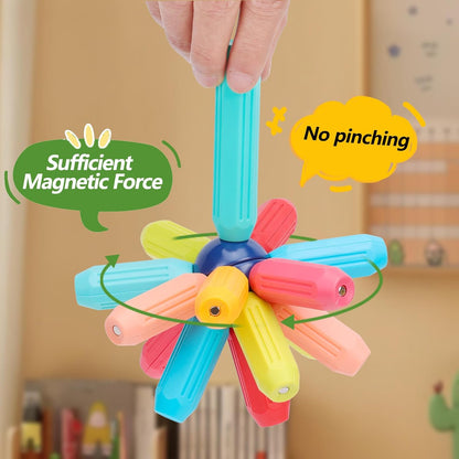 COUOMOXA Magnetic Toy Montessori for Kids: 3 4 5 6 7 8 9 10 11 12 Years Old Kids Building Sticks - Magnetic Creative Toy Age 3-12 Playroom Family - Christmas Birthday Gift for Boys Girls