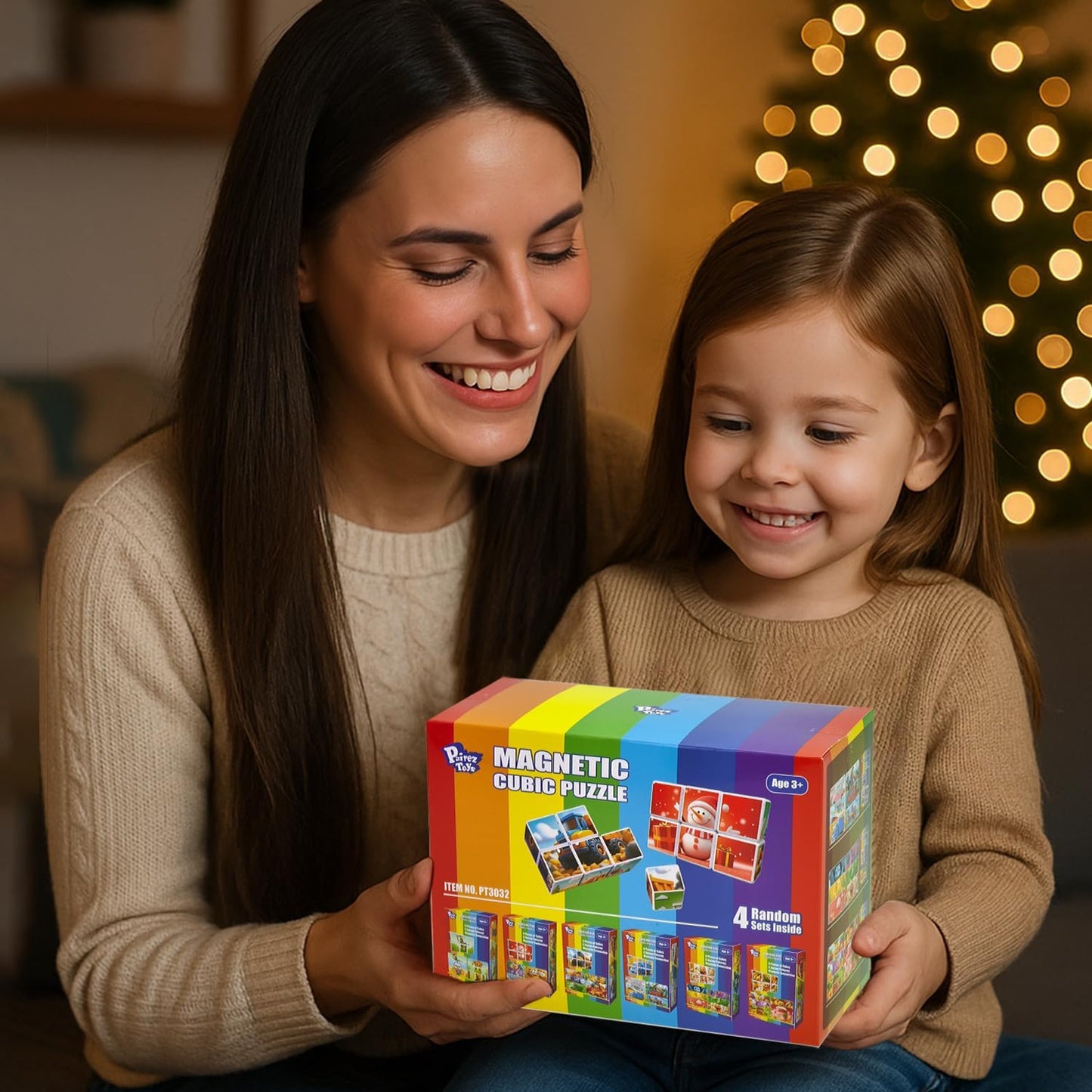 Pairez Toys 3D Magnetic Cubic Jigsaw Puzzle Toys for Toddlers, Large Building Blocks Cubes 1.65 Inches, Sensory & Montessori Toys for Kids 3-5