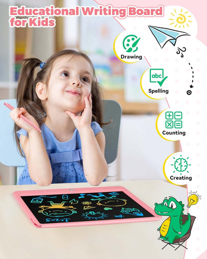 KOKODI 15 Inch LCD Writing Tablet with Anti-Lost Stylus, Erasable Doodle Board Colorful Toddler Drawing Pad, Car Travel School Games Toys for 3 4 5 6 7 8 Kids, Birthday Gift for Girls Boys Blue